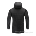 Mens Soccer Wear Zip Up Hoodies Black Red